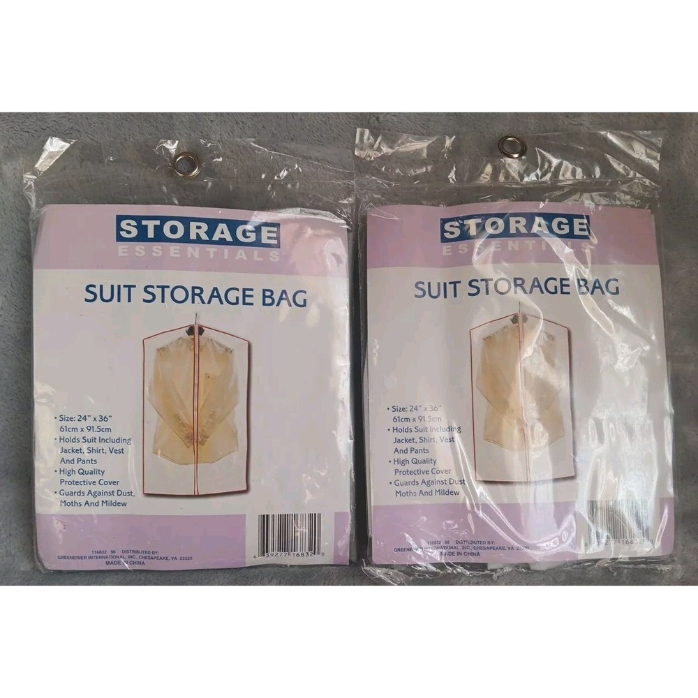 2 Suit Storage Bags 24" X 36" 1 White 1 Grey Full Zip